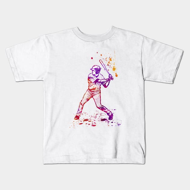 Baseball Batter or Hitter in Launch Position - 02 Kids T-Shirt by SPJE Illustration Photography